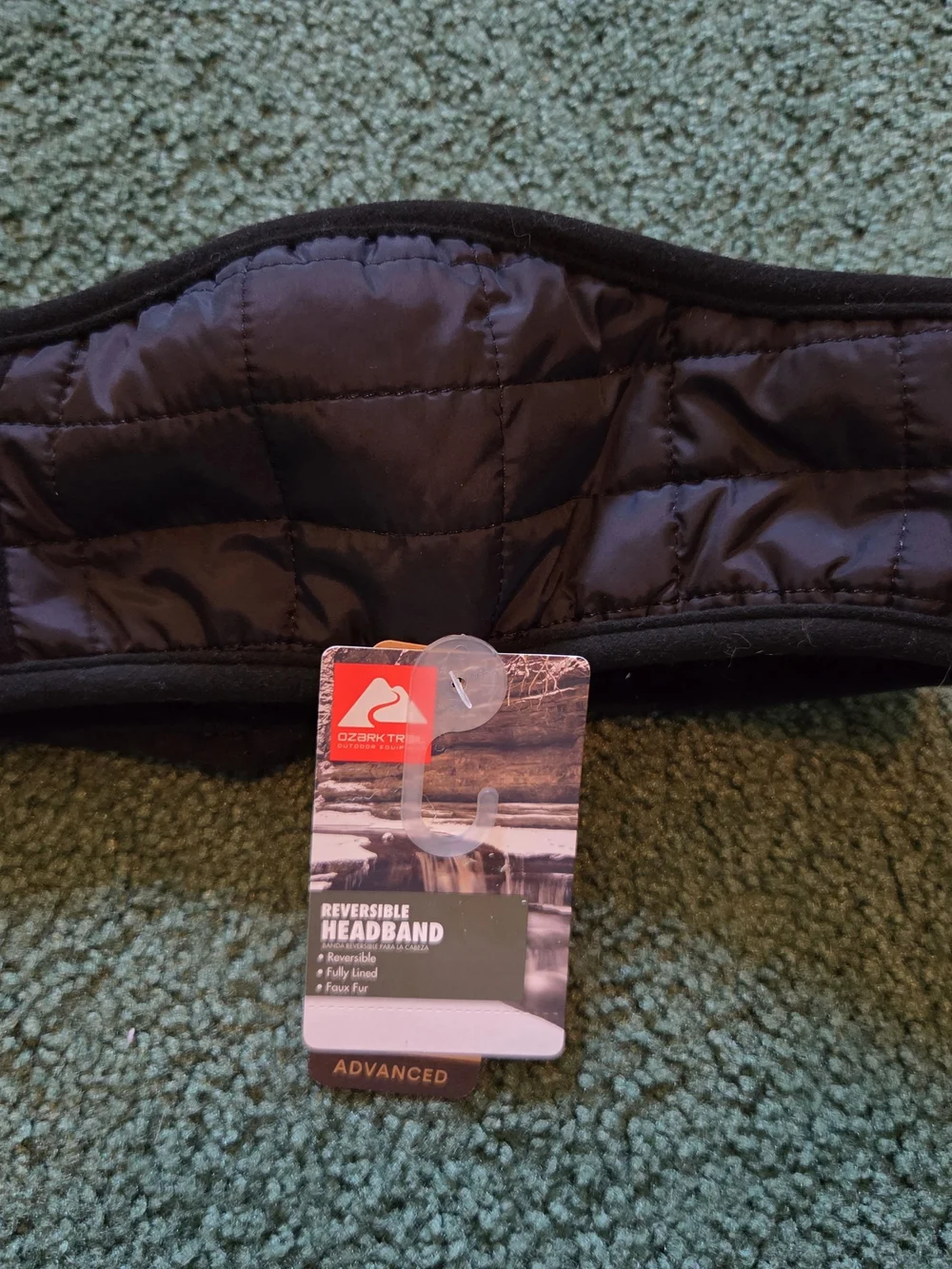 NWT Ozark Trail Black Quilted Reversible Headband